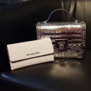 Michael Kors Embossed Leather Trunk Bag + Wallet